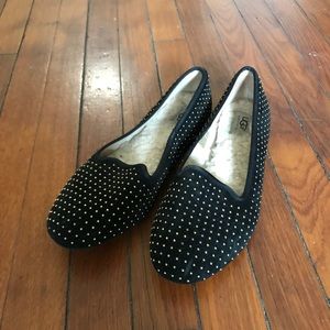 Studded velvet ugh loafers